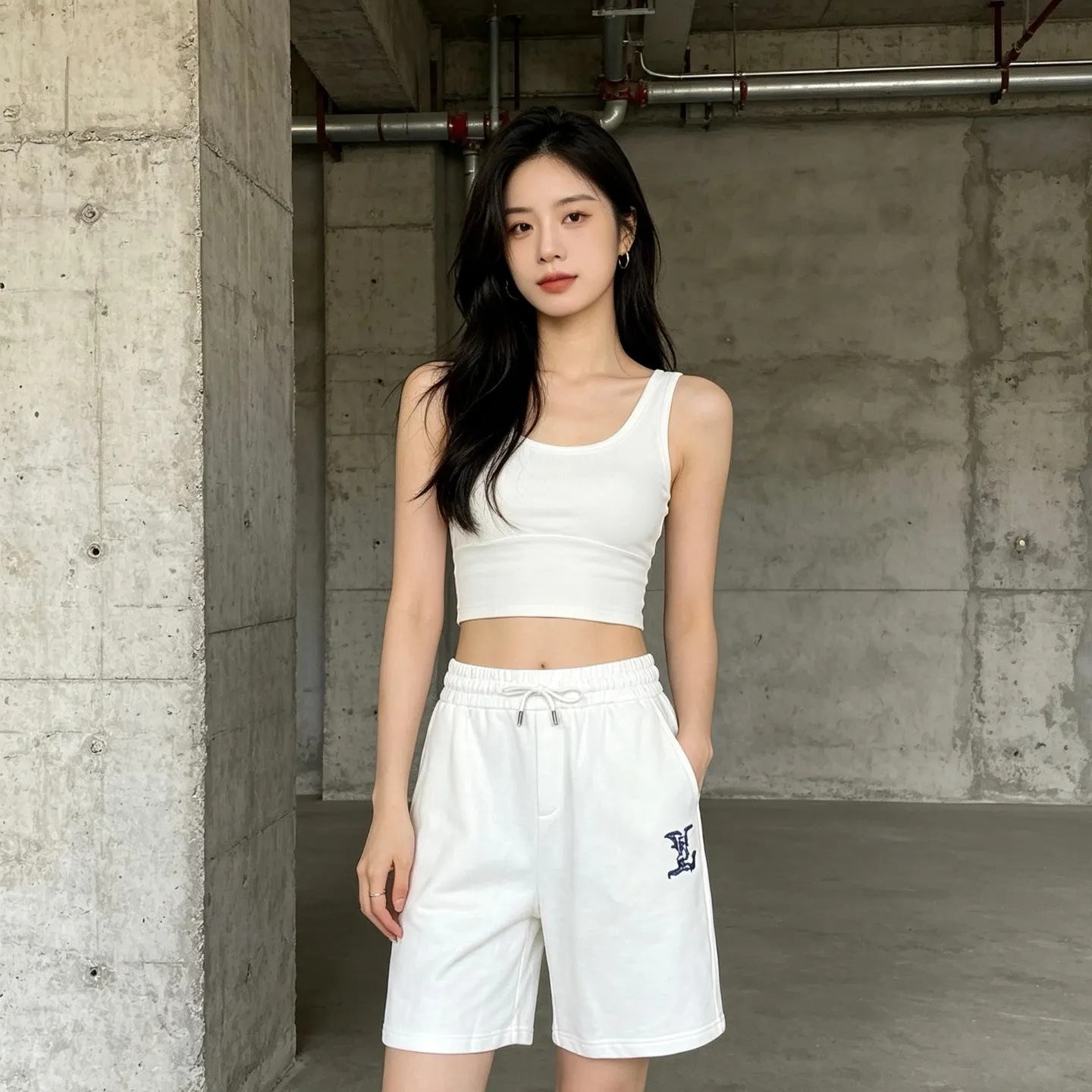 Louis Vuitton/Louis Vuitton 26ss Blue letter logo embroidered shorts
